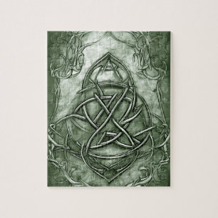 Puzzle Triquetra Trinity Sage de noeud Vert Faux Metallic