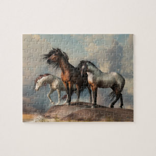 Puzzle Trois chevaux à la plage