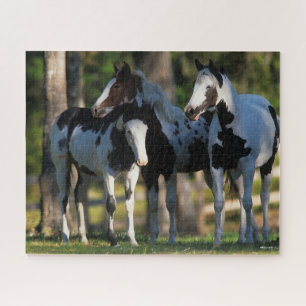 Puzzle Trois Chevaux De Peinture Se Trouvent Ensemble