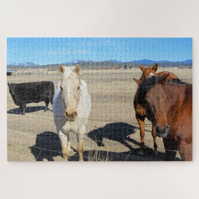 Puzzle Trois chevaux et une vache (Horizontal)
