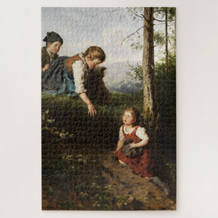 Puzzle Trois enfants ramassent des baies sauvages dans la