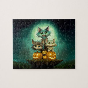 Puzzle Trois mignons petits loups célèbrent Hallow