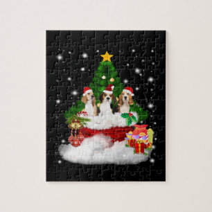 Puzzle Trois Père Noël Beagle Avec Arbre De Noël