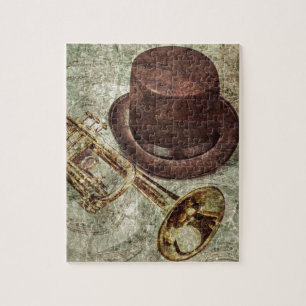 Puzzle Trompette, casquette supérieur et notes musicales