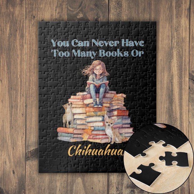 Puzzle Trop de livres ou de Chihuahuas (Too Many Books or Chihuahuas Jigsaw Puzzle)