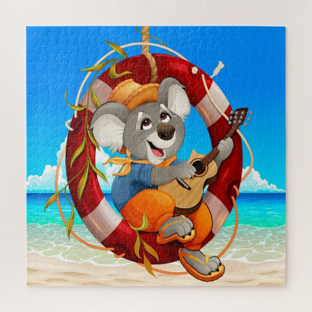 Puzzle Tropical Beach Guitar Jouer Koala (Vertical)