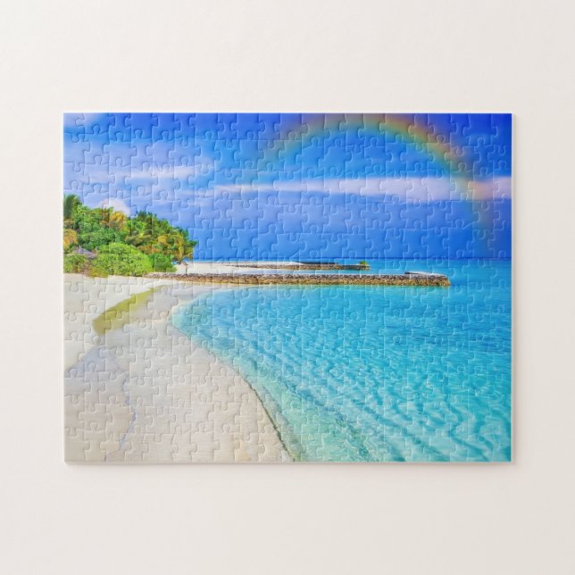 Puzzle Tropical Beach Island Rainbow Ocean (Horizontal)