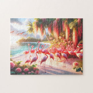 Puzzle Tropical Flamingo Beach Paradise Vacation Gift