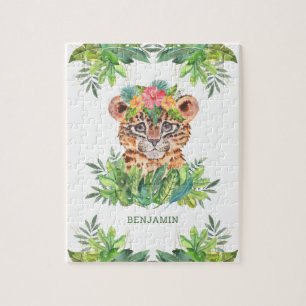 Puzzle Tropical Jungle Safari Léopard Mignon Nom pour Enf
