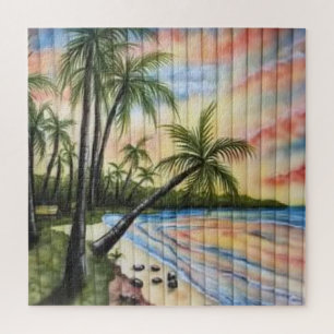PUZZLE TROPICAL PALM TREES BEACH BLINDS