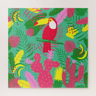 Puzzle Tropical Wild Jungle Paradise Toucan Aquarelle