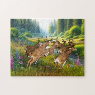 Puzzle Troupeau de cerfs en course