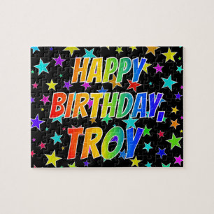 Puzzle "TROY" Prénom, Amusant "HEUREUX ANNIVERSAIRE"