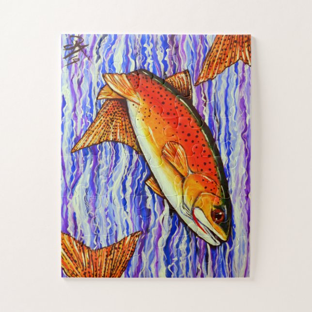 Puzzle Truite à couteaux de Yellowstone Trout Fish Fishin (Vertical)