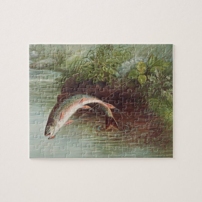 Puzzle Truite de ruisseau Leaping par S.A. Kilbourne Pois (Horizontal)