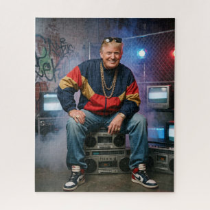 Puzzle Trump Rappeur Hip Hop Chaîne en Or Boombox
