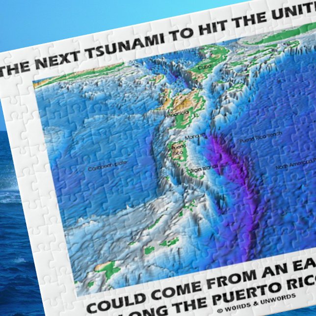 Puzzle Tsunami Porto Rico Trench (Plate Tectonics Earth) (Jigsaw puzzle for any geographer or earth scientist highlighting our dynamic Earth)