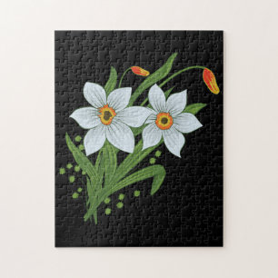 Puzzle Tulipes et jonquilles Fleurs Fond noir