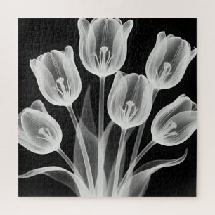 Puzzle Tulipes noires et blanches Élégant monochrome