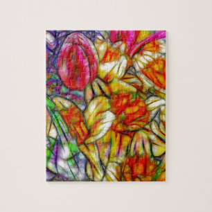 Puzzle Tulips and Daffodils Colorful Artwork from Photos