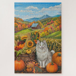 Puzzle Turc Angora Chat automne récolte Thanksgiving