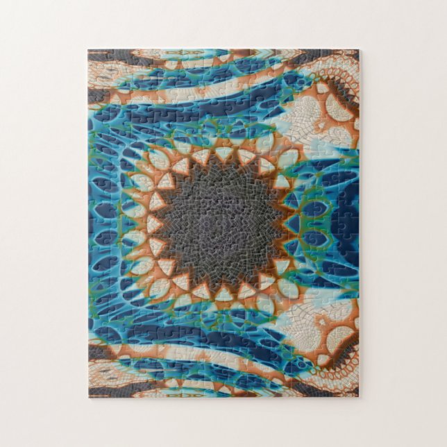 Puzzle Turquoise Gold Sun Southwestern Art (Vertical)