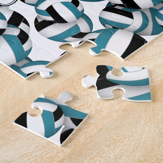 Puzzle turquoise noir volleyballs motif personnalisé (Côté)