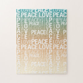 Puzzle Turquoise Peach Gold White Peace Love