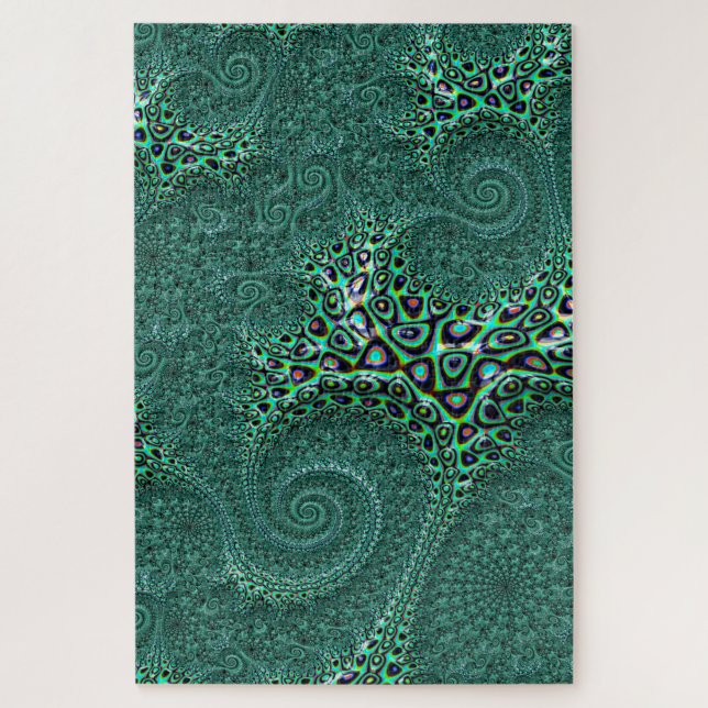 Puzzle Turquoise tachetée Octopus Fractal Abstrait Imposs (Vertical)
