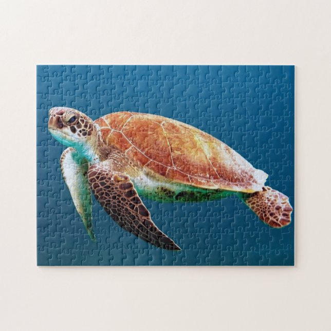 Puzzle Turtle Blue Water Photo (Horizontal)