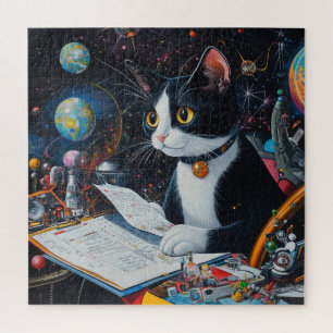 Puzzle Tuxedo Space Cat Revoir les plans de mission