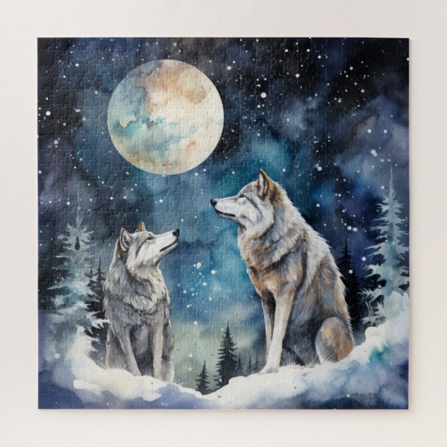 Puzzle Two Wolves in Winter (Vertical)