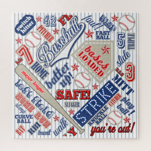 Puzzle Typographie de baseball Rouge Blanc Bleu Bleu Trap