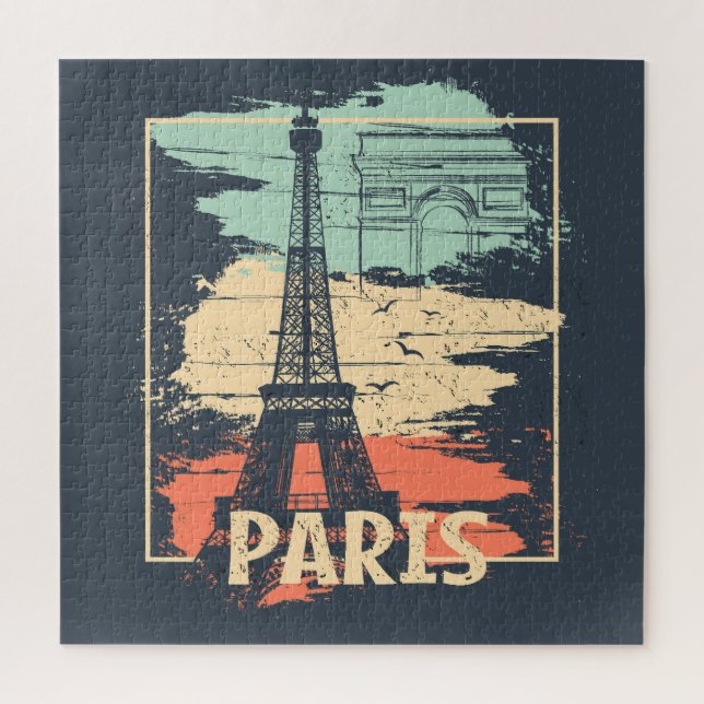 Puzzle Typographie parisienne : affiche Eiffel abstraite. (Vertical)
