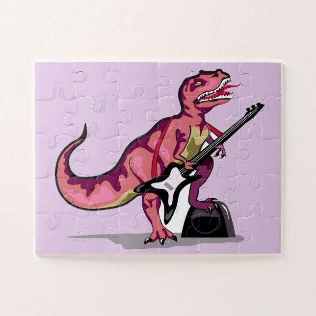 Puzzle Tyrannosaurus Rex Jouant La Guitare. (Horizontal)