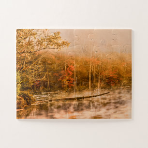 Puzzle U.P. Michigan Fog Rising on Pond Travel Photo