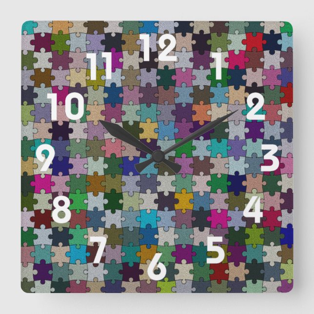 Puzzle-Uhr Quadratische Wanduhr (Vorderseite)