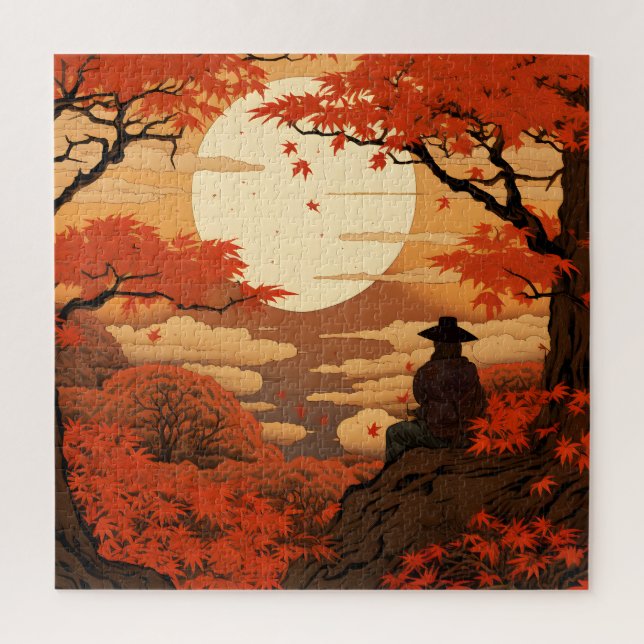 Puzzle Ukiyo-e Japon automne samouraï (Vertical)