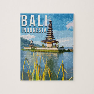 Puzzle Ulun Danu Beratan Temple Indonésie Aquarelle