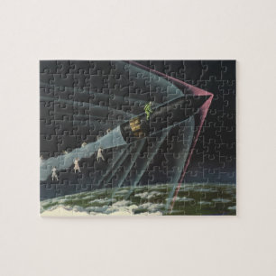 Puzzle Un astronaute de science-fiction vintage à cheval 