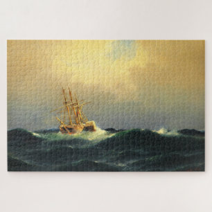Puzzle Un bateau à vapeur dans une tempête dans l'océan A