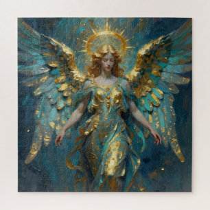 Puzzle Un bel ange en or et turquoise