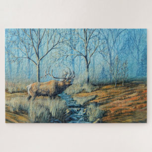 Puzzle Un brouillard matinal ensoleillé avec Caribou