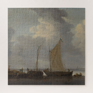 Puzzle Un calme avec des pêcheurs qui déchargent leurs pr