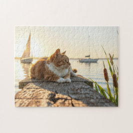 Puzzle Un chat avec les quenouilles