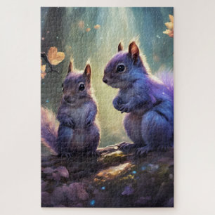 Puzzle Un couple de mignons écureuils tout en lavande