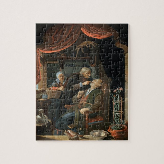 Puzzle Un dentiste examinant la dent d'un vieil homme (Vertical)