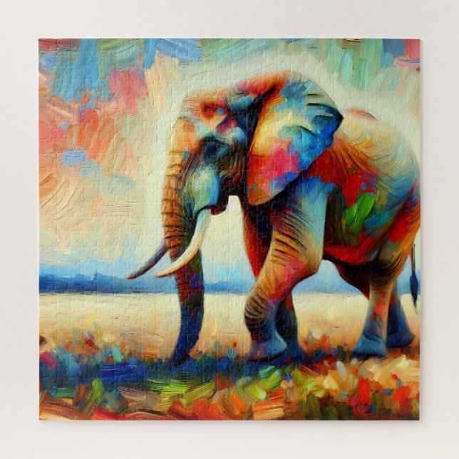 Puzzle Un éléphant Abstrait coloré (Vertical)