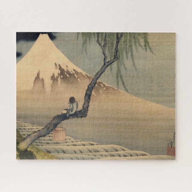 Puzzle Un garçon regardant le Mont Fuji par Katsushika Ho (Horizontal)