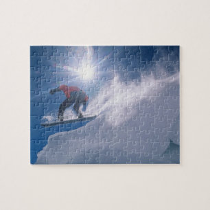 Puzzle Un homme sautant d'une grande province sur un snow